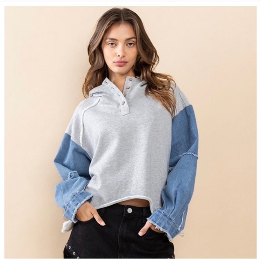 Denim Terry crop top